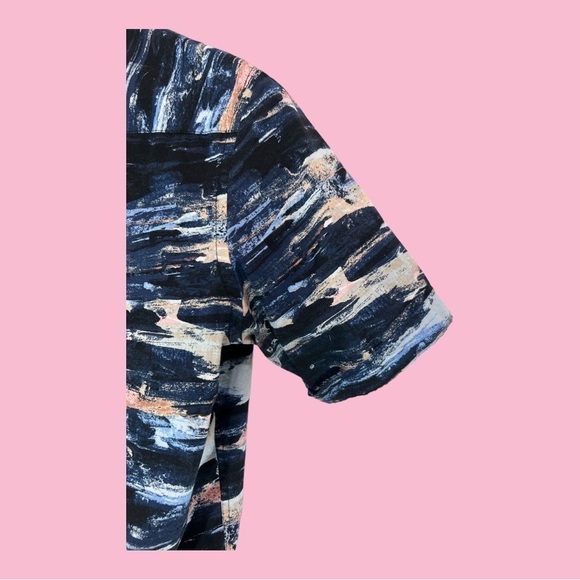 Alfani Short Sleeve Patterned Shirt with Dark Navy and Multi Color Washes Small - Picture 3 of 5